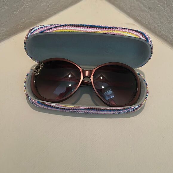 Yves Saint Laurent Paris Oversized Sunglasses Round 6136 Brownish Red Metallic main image 8